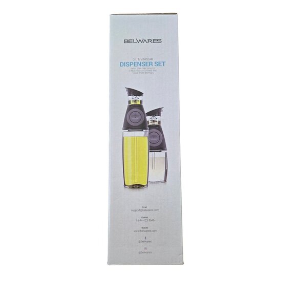 Oil Vinegar Dispenser Set Measure Easy Pour Spout With Drip-Free Modern 2-Pack - Picture 5 of 7